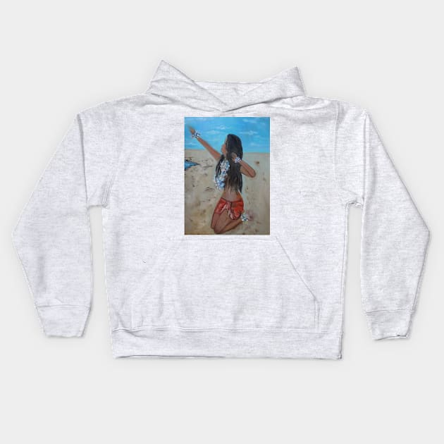 Hula on the Beach Kids Hoodie by jennyleeandjim